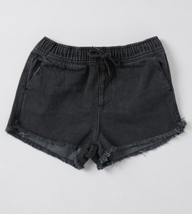 Shorts de mezclilla para mujer, personalizados, de cintura alta, transpirables, con dobladillo desgastado, color gris, color denim, lavado ácido. - Product Image 3