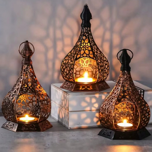 <b>Large</b> Iron Decorative <b>Lantern</b> For Wedding Parties Home Gardens Patios Restaurants And Event Decorations With Rustic Style - Product Image 1