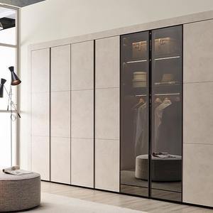 Luxury <b>Black</b> Glass Door Wardrobe With Multiple Sections Shelves And Drawers Premium Bedroom <b>Storage</b> <b>Cabinet</b> For Modern Homes - Product Image 6