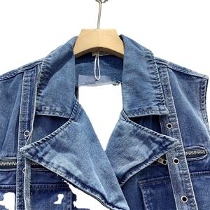 <b>Women</b> Double Pockets Denim Vest Jacket Turn Down Collar <b>Jeans</b> Sleeveless Coat Cowboy Tanks Cardigan <b>Women</b> Denim Tops - Product Image 5
