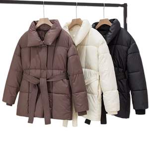 Veste parka longue tissée pour femmes avec col rabattu manteau d'hiver épais et respirant pour la saison d'automne - Product Image 2