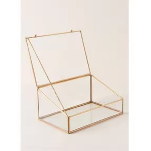 Rectangle Vintage Style Glass Brass <b>Ring</b> <b>Box</b> Hand Crafted High Quality Material Personalized Design Engraved Top Selling Bulk - Product Image 4