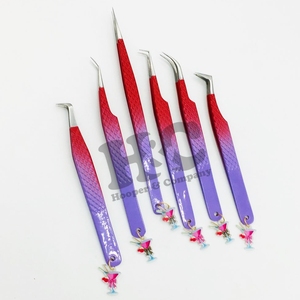 Pinzas de oferta superior, pinzas de acero inoxidable rosa para extensiones de pestañas, pinzas Ombre con logotipo sostenible de visón - Product Image 1