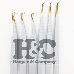 New Professional Lash Extension Tweezer Rose Gold Tip White Eyelash Tweezers Set Stainless Steel Durable mink Mirror - Product Image 6