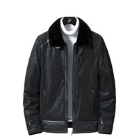 Blouson aviateur en cuir marron en peau de mouton pour homme