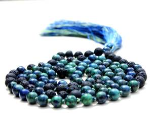 Acheter des bijoux de Yoga de qualité supérieure Pulsera Chrysocolla Azurite 108 noué Mala perles fait à la main colliers de perles d'artiste indien - Product Image 4