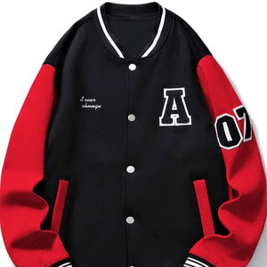 Veste de baseball polyvalente Letterman pour hommes, manches en cuir et laine pour hommes - Product Image 1