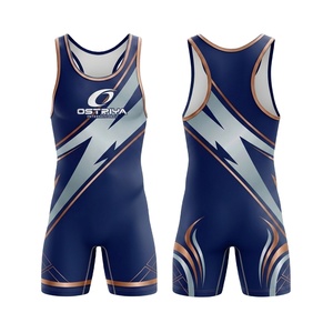 Maillots de lutte personnalisés pour hommes, imprimés par transfert thermique, extensibles à l'avant, teints unis, respirants, séchage rapide, haute qualité - Product Image 1