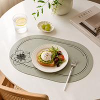 Set de table ovale moderne en cuir imperméable de 3 mm d'épaisseur, résistant à l'huile, pour la maison, les restaurants et les cafés