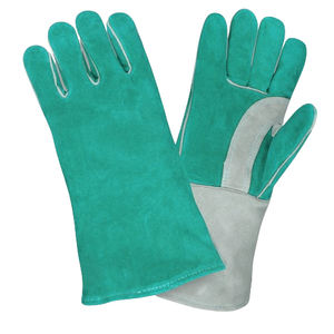 Guantes de cuero dividido de piel de vaca de tamaño XL de alta temperatura reforzados anticorte resistentes a chispas para soldar construcción duradera - Product Image 3