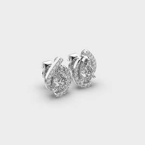 Boucles d'oreilles clous personnalisées en argent sterling 925 massif plaqué rhodium avec diamant taille poire et halo, bijoux de luxe, cadeau de fête - Product Image 2