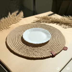 100% napperons en jute naturel faits à la main ensemble tapis de Table ronde écologique pour décor de salle à manger cuisine Restaurant vente en gros écologique - Product Image 3