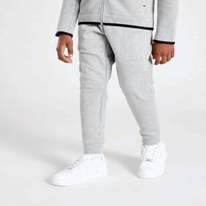 Logo de marque personnalisé 69% coton 31% polyester gris chiné garçons Tech polaire survêtement fermeture éclair à capuche joggers pantalons de survêtement survêtement - Product Image 3