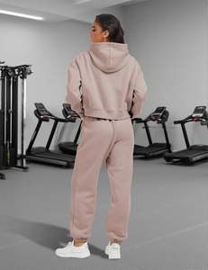 SUDADERO de algodón 100%, conjunto ligero con capucha, cierre de cordón, invierno, ecológico, lavado a la piedra, estampado de diamantes de imitación adornados - Product Image 4