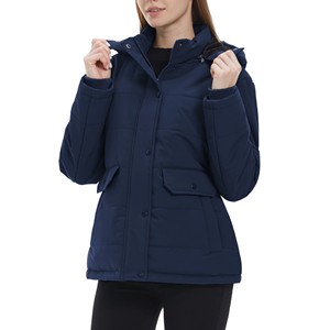 แจ็กเก็ตขนเป็ดของผู้หญิงแบบกันลมมีฮู้ดหนาเสื้อโค้ทตัวยาวให้ความอบอุ่นสำหรับฤดูหนาว - Product Image 5