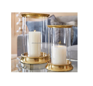 Lampe porte-bougie en or avec centre de Table de mariage de maison trempé clair décoration et accessoires lanterne décor de noël - Product Image 1