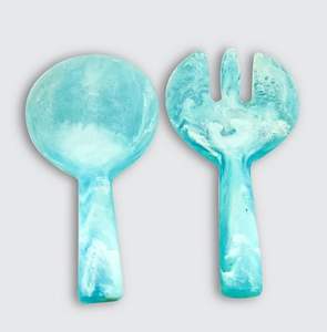 Cuillère et fourchette à salade en résine de qualité supérieure - Design moderne, écologique, manche long, pour les fêtes, fabrication artisanale, luxe - Product Image 1