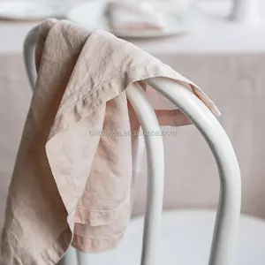 luxury customize hemstitch scallop eco friendly soft reusable table sage blush pink french flax linen napkins