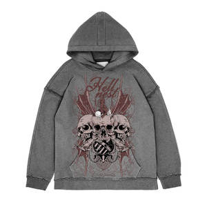 Sweat à capuche premium tendance en molleton de coton, effet vieilli, couleur unie, respirant, coupe classique, avec logo personnalisé, pour hommes et femmes, vente en gros, 100% coton - Product Image 5