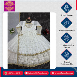 ชุดเดรสอนาร์กาลีแบบดั้งเดิม ดีไซน์สวยงาม งานปักเลื่อมสูง 9 มม. ผ้าจอร์เจตต์เทียม พร้อมผ้าซับใน สำหรับงานปาร์ตี้ พร้อมผ้าคลุมไหล่ - Product Image 5