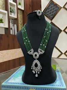 Parure de bijoux de luxe de créateur, collier et boucles d'oreilles en laiton ornés de zircons américains royaux, cadeau de fiançailles et de mariage pour femme - Product Image 3