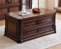 Table basse américaine en bois massif avec tiroirs de rangement, style vintage, rectangulaire, pour salon, meubles de maison GSD20-GSD24