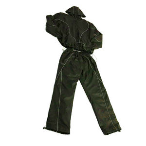 Conjunto deportivo negro con cremallera completa, chándales para Unisex, ropa de calle cortavientos transpirable de nailon personalizado, trajes para correr de dos piezas Vintage - Product Image 3