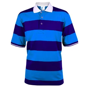 Custom 100% Combed Cotton Rugby Shirt Men Stripe 280 GSM Half Sleeve Sports Polo Style Men Casual Polo Shirt