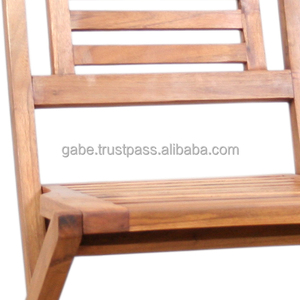 Chaise pliante en teck de fabrication indonésienne avec style Art déco pour la décoration extérieure du jardin ou de la maison Anniversaire - Product Image 3