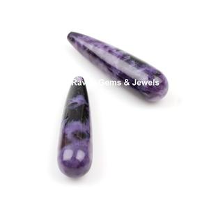 Cristal curativo de alta calidad de 9x30 mm, charoita natural púrpura, piedra preciosa lisa en forma de briolette, gota larga para la fabricación de joyas y pendientes. - Product Image 5