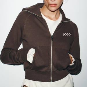 Sweat-shirt pour femmes avec fermeture à glissière et col haut et manches longues couleur unie design réglable coupe ajustée/surdimensionné 2026 - Product Image 1