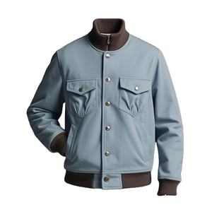 Chaqueta de cuero de motorista para hombre de colección de invierno al por mayor chaqueta de cuero de estilo lujoso para hombre de fabricante al por mayor - Product Image 1