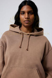 Sudadera con capucha de calle alta lavada con ácido de gran tamaño para mujer, estampado Vintage de invierno, mangas completas, logotipo frontal personalizable - Product Image 3