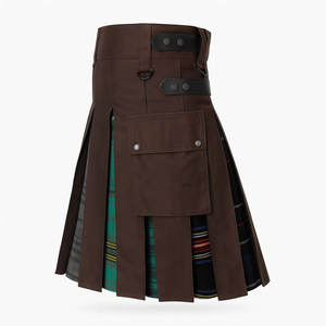 Kilt utilitaire hybride pour homme – Coton marron avec plis multi-tartan 2026 - Product Image 1