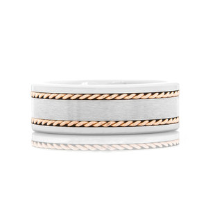 ดามัสกัสแหวนแต่งงานคุณภาพสูงไม่มีที่สิ้นสุดรักคู่แหวนแต่งงานมือทำดามัสกัสเหล็กแหวนออกแบบ - Product Image 3