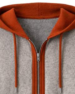 Customized <b>Women</b> Grey And Rust Hooded Sleeveless Knit <b>Vest</b> Wool Acrylic Blend Zipper Closure Winter Casual Fashion <b>Sweater</b> - Product Image 5