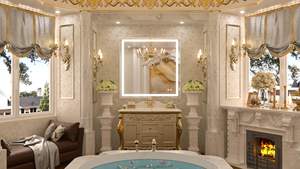 Espejo de baño LED Rectangular moderno, luces delanteras de tocador iluminadas, montaje en pared antivaho, 3 colores, táctil regulable continua - Product Image 5