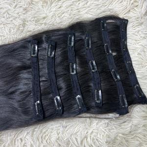 Extensions de cheveux crus vietnamiens vierges de haute qualité 100% Clip droit naturel à partir de cheveux humains de haute qualité de donneur unique - Product Image 3