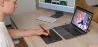 Tableta gráfica Deco Mini7 V2 con interfaz USB-C sin batería y 16384 niveles de sensibilidad a la presión para Android, Windows e iOS