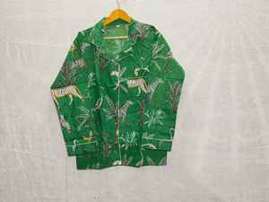 Pijama de algodón orgánico 100% con estampado de animales y cuello en V para mujer, informal, de lujo, de longitud completa, transpirable, de talla grande, suave, Sexy, para todas las estaciones - Product Image 3