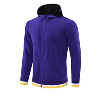 Jaket Training Sepak Bola Berkerudung Resleting Penuh 100% Poliester, Cepat Kering, Pakaian Olahraga, Ukuran Reguler, Pakaian Tim, Outdoor