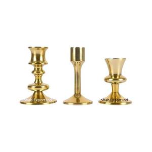 Gold Plated Home and Wedding Decor Vintage Style Brass Metal <b>Taper</b> <b>Candle</b> <b>Holder</b> for Tabletop Lighting Decoration - Product Image 1