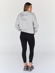 Sudadera con Capucha Corta Oversize para Mujer, Color Gris Sólido, Manga Larga, Tejido de Mezcla de Algodón, Ropa de Otoño - Product Image 5