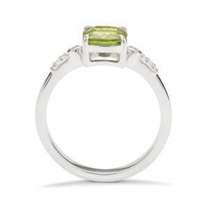 Bague statement pour homme en argent sterling plaqué rhodium avec péridot de Jilin de 1,75 ct et zircon blanc - Product Image 3