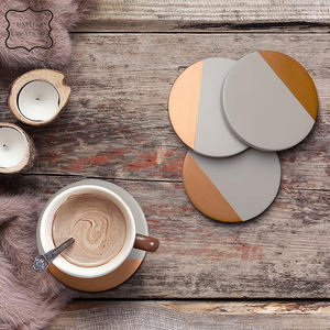 ที่รองแก้วไม้หินอ่อนทรงกลมสไตล์คลาสสิกถ้วยเซรามิกและที่วางเครื่องดื่มสำหรับบ้านสำนักงาน - Product Image 6