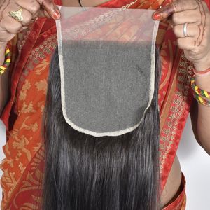 Extensiones de Cabello Humano Natural Liso con Cierre de Cabello Indio Virgen al Por Mayor a Precio de Fábrica, Aspecto Natural, Tejido para la Venta por Exportación - Product Image 3