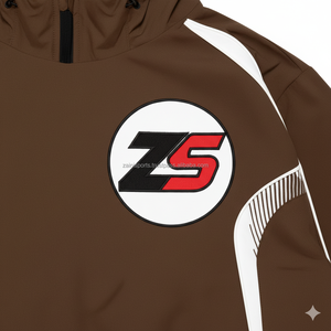 Ensemble coupe-vent en nylon 220GSM de qualité supérieure de grande taille Ensemble coupe-vent imprimé et brodé personnalisé marron avec panneaux blancs - Product Image 6