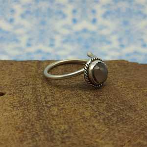 Quartz rose 925 argent réglable taille libre bague faite à la main artisanale bijoux de mariage/fête 925 argent timbre bague en gros - Product Image 2