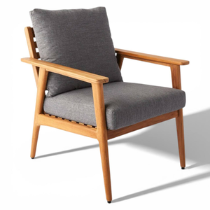Fauteuil de jardin minimaliste en teck, chaise d'extérieur rembourrée avec coussin moelleux, siège de salon de patio - Product Image 3