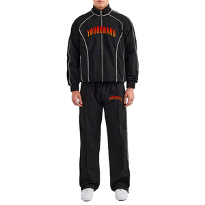Ensembles de survêtement coupe-vent de jogging avec logo personnalisé de haute qualité Survêtement coupe-vent en nylon surdimensionné pour hommes à demi fermeture éclair - Product Image 1